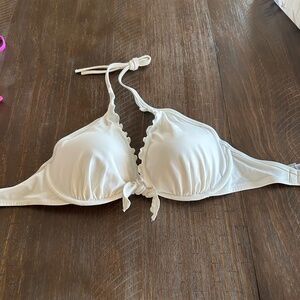 Victoria's Secret Halter Ruffle Edge Bikini Top 32DDD White
